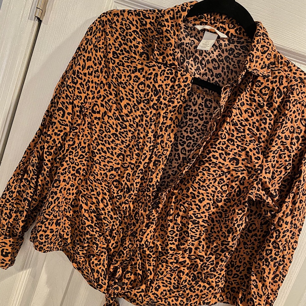 Leopard print button up blouse